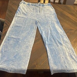NWOT Zenana 1x wide leg cozy pants blue acid wash